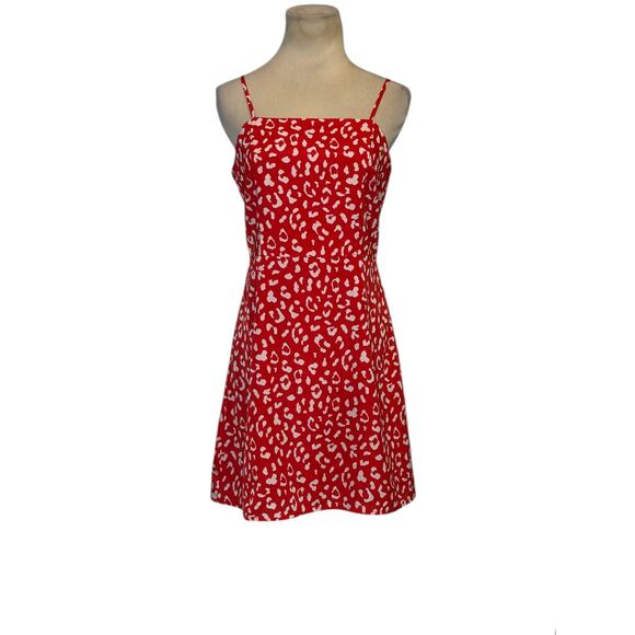 Aqua red white animal print summer mini dress size Small - Picture 7 of 15